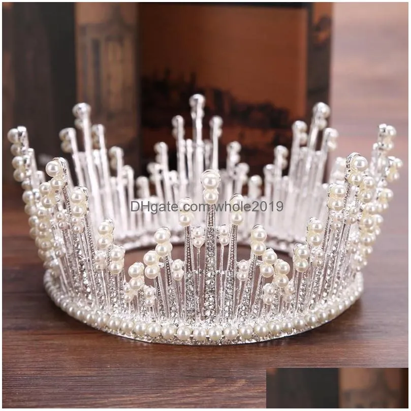 2021 new beautiful Princess Headwear Chic Bridal Tiaras Accessories Stunning Crystals Pearls Wedding Tiaras And Crowns 12107