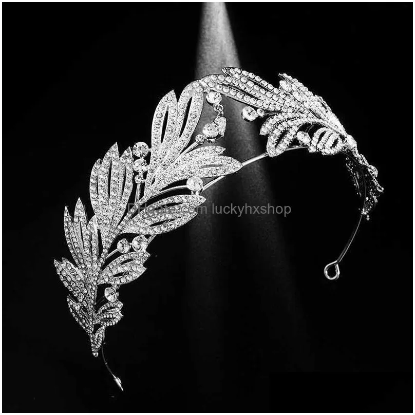 forseven handmade zircon alloy crown silver color tiara bride wedding headpeice women crystals hair jewelry jl 210616