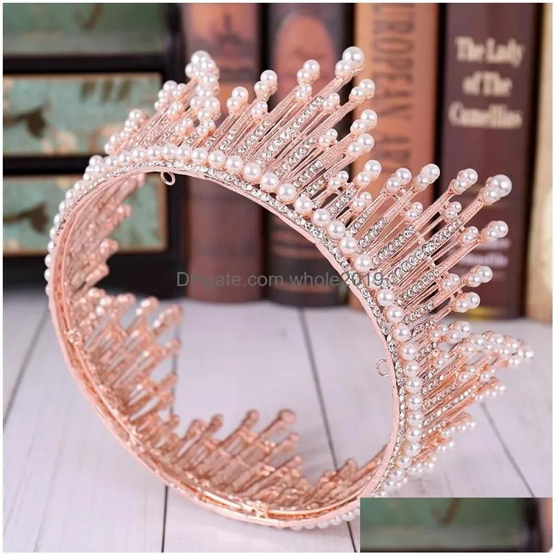 2021 new beautiful Princess Headwear Chic Bridal Tiaras Accessories Stunning Crystals Pearls Wedding Tiaras And Crowns 12107