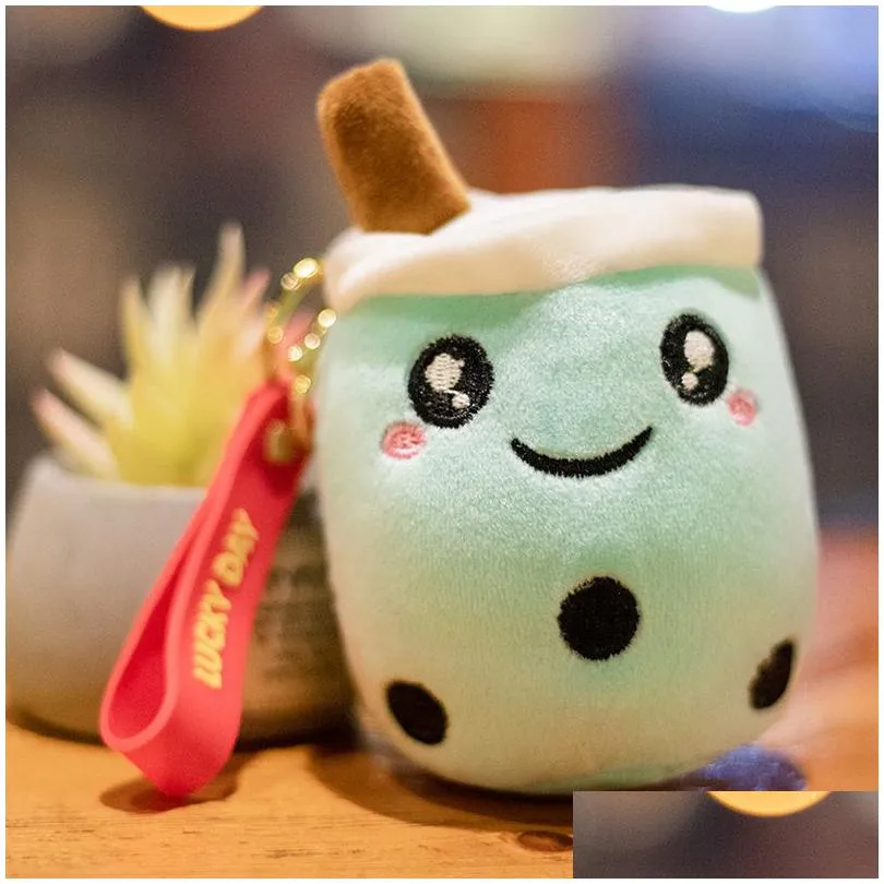 10cm cute bubble tea keychain soft plush toy pendant stuffed boba doll kawaii backpack bag birthday gifts for girls kids