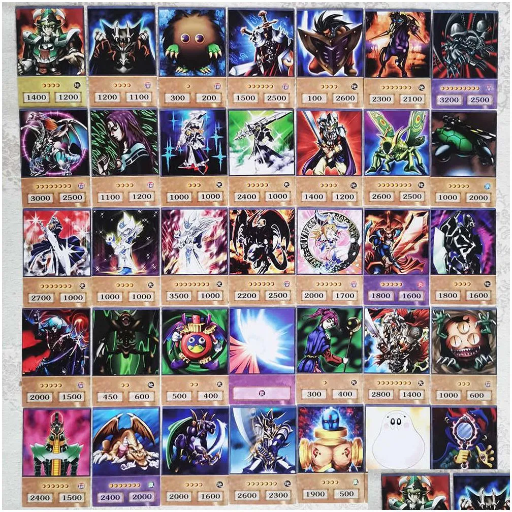 100pcs yu-gi-oh anime style cards blue eyes dark magician exodia obelisk slifer ra yugioh dm classic proxy diy card kids gift x0925