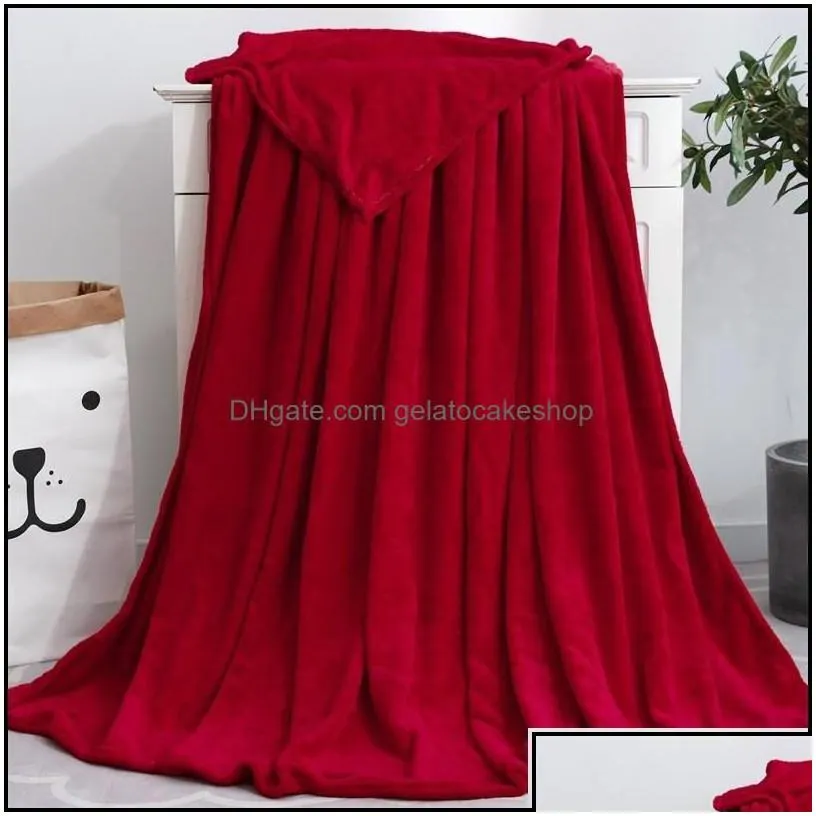 coral fleece blanket solid color flannel winter warm soft bedroom throw blankets portable light weight quilt drop delivery 2021 home