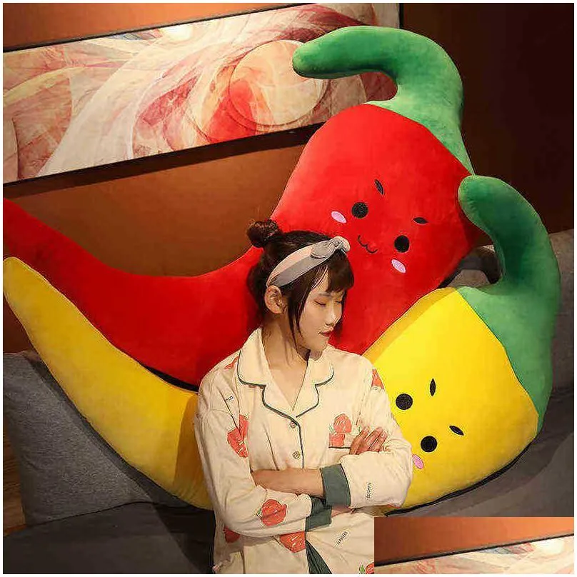 4065cm cartoon simulation li cuddle cute stuffed hot pepper doll large soft vegetable pillow bed sofa cushion room decor j220729