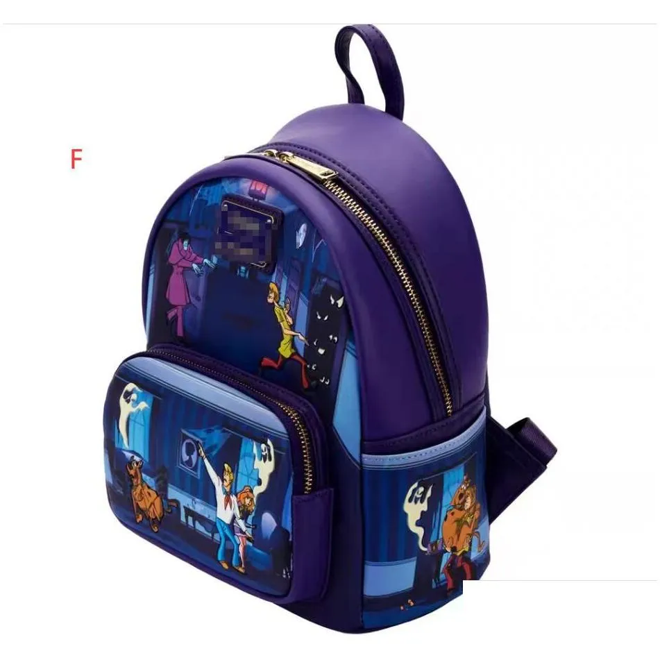 ins kawaii cartoon design pu leather zipper backpack loun ge double shoulder bag student backpack festival gift