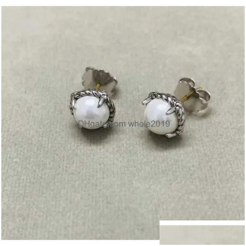 Imitation Pearl earrings Four Bead charm Prong sliver diamond designer fashion for designer women Popular love earring studs jewelry woman luxury top