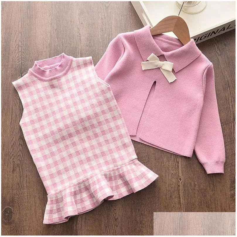 bear leader girls winter clothes set long sleeve sweater shirt skirt 2 pcs clothing suit bow baby outfits for kids girls clothes c1223