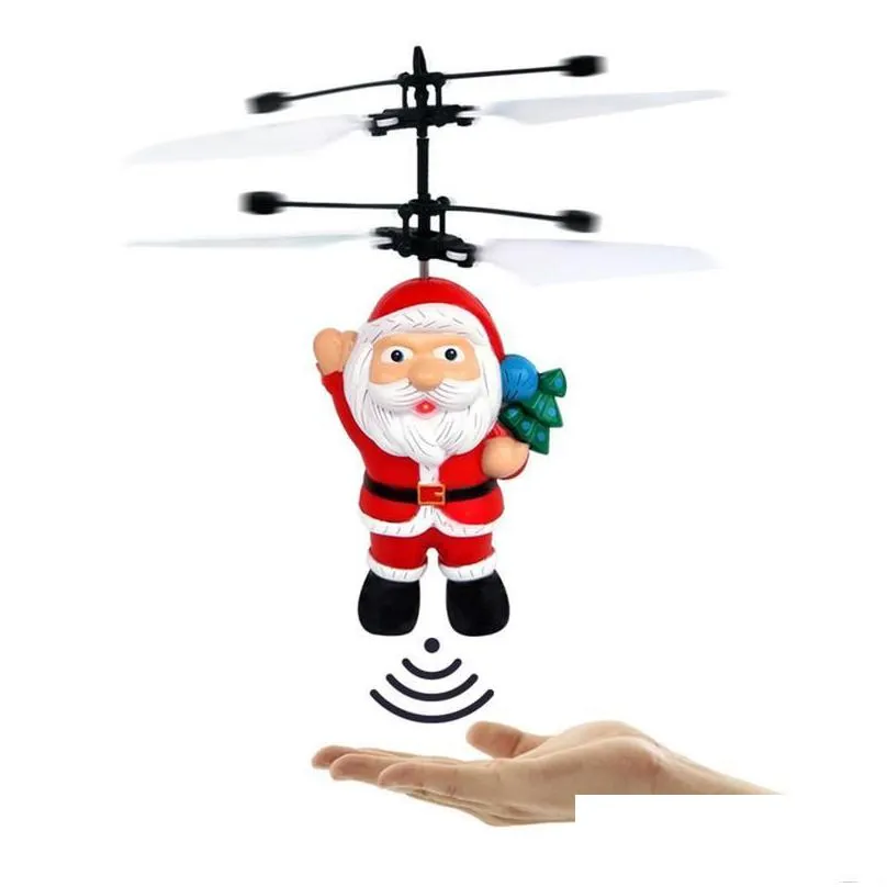 flyings toys christmas gift santa flying ball luminous kid`s flight balls electronic infrared induction aircraft remote control toy led