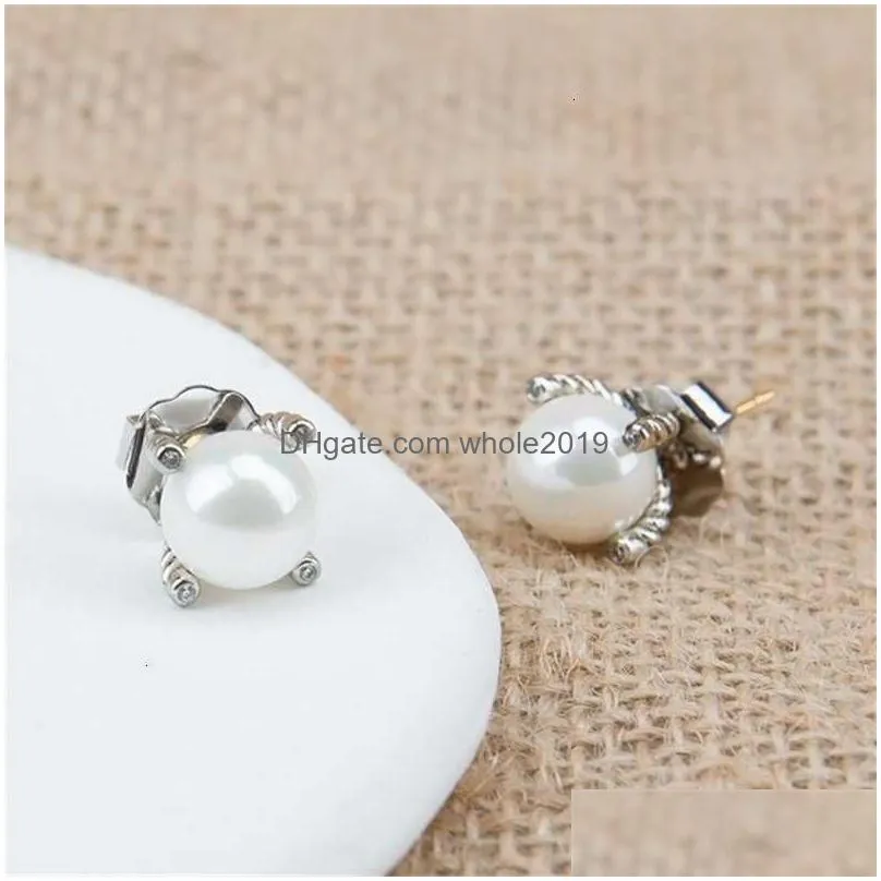 Imitation Pearl earrings Four Bead charm Prong sliver diamond designer fashion for designer women Popular love earring studs jewelry woman luxury top