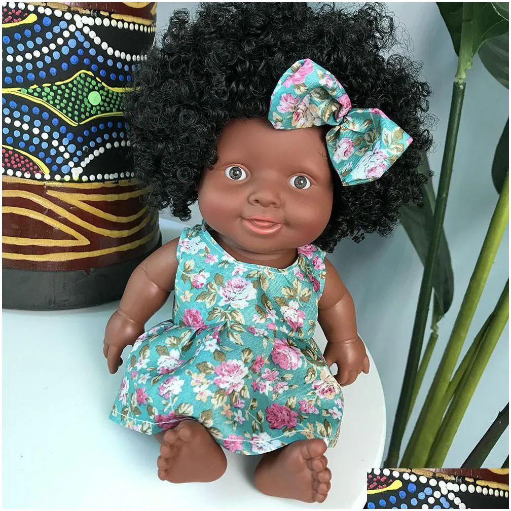 african movable joint christmas best gift for baby black toy mini cute explosive hairstyle doll children girls c0924