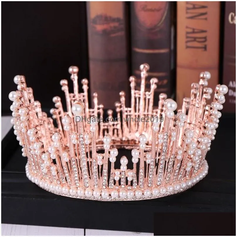 2021 new beautiful Princess Headwear Chic Bridal Tiaras Accessories Stunning Crystals Pearls Wedding Tiaras And Crowns 12107