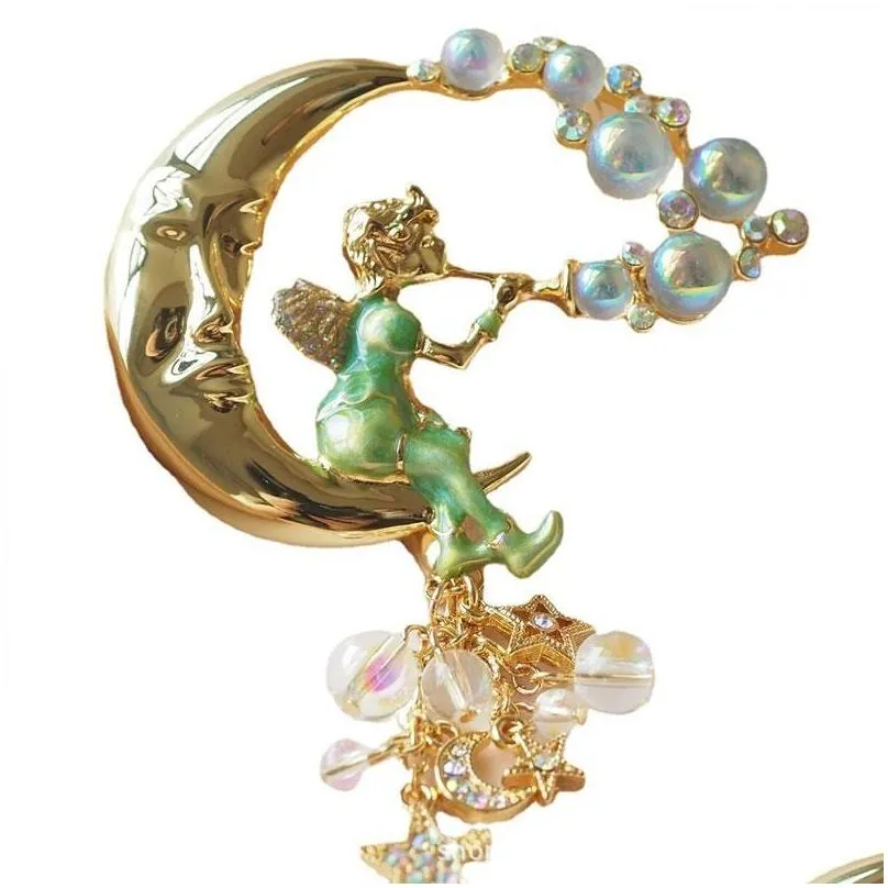 moon fairy brooch vintage middle ancient brooches blowing bubbles antique accessories