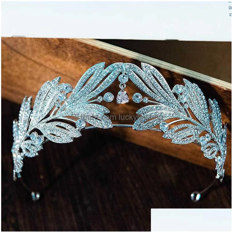 forseven handmade zircon alloy crown silver color tiara bride wedding headpeice women crystals hair jewelry jl 210616