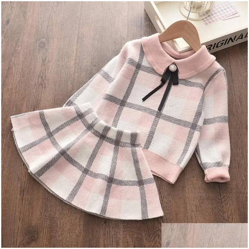 bear leader girls winter clothes set long sleeve sweater shirt skirt 2 pcs clothing suit bow baby outfits for kids girls clothes c1223