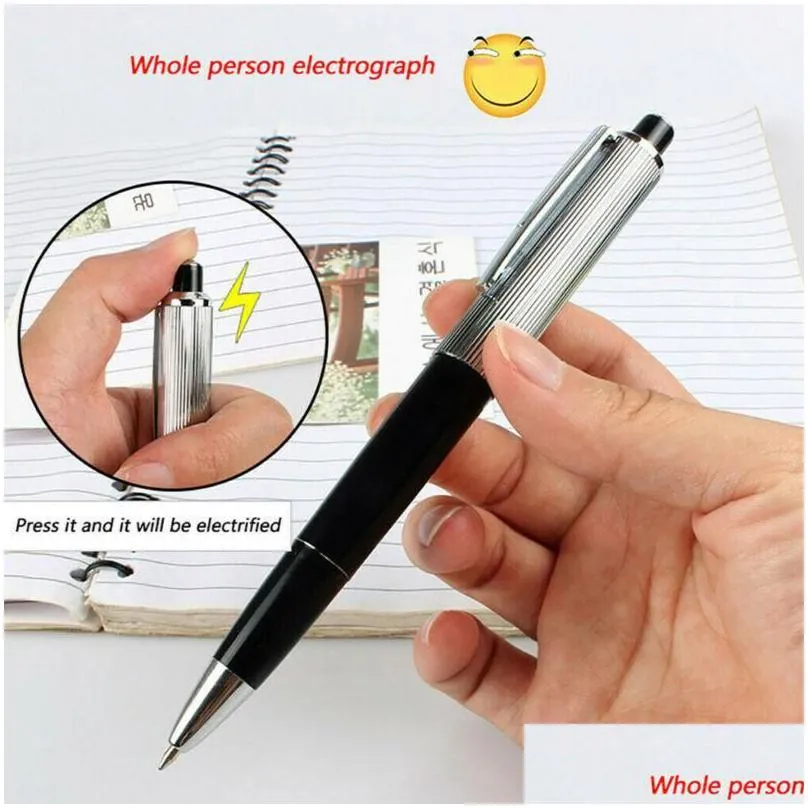 fun toys pen shocking electric shock toy pens with box packaging april fools day exotic ballpoint gift joke prank trick