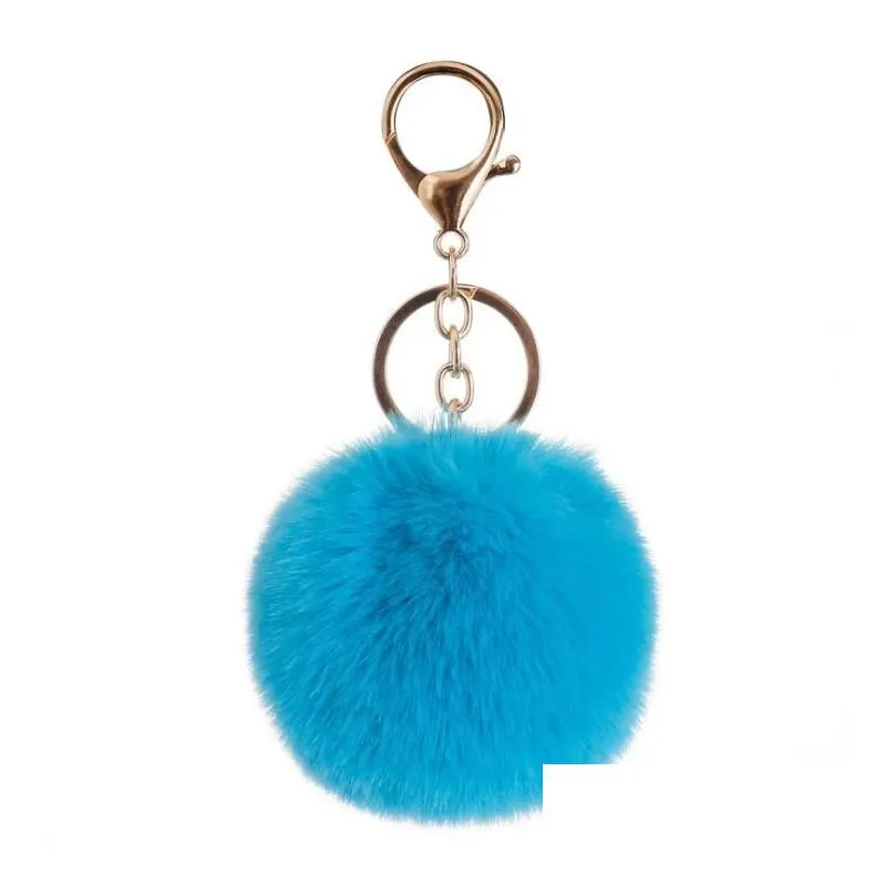 37 colors 8cm imitate rabbit fur ball keychain pom pom car keychain handbag keychain fluffy faux rabbit fur key ring