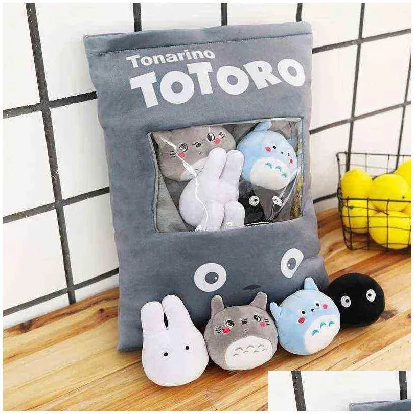 beautiful a plushie bag pudding toys totoro dinosaur cuddles stuffed soft animals cushion dolls for ldren kids fashion gifts j220729