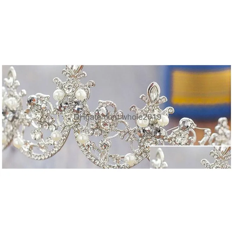 Chic Wedding Tiaras 3 Pieces Sets Stunning Bridal Tiaras Necklaces Earrings Sets Fashion Wedding Accessories H51