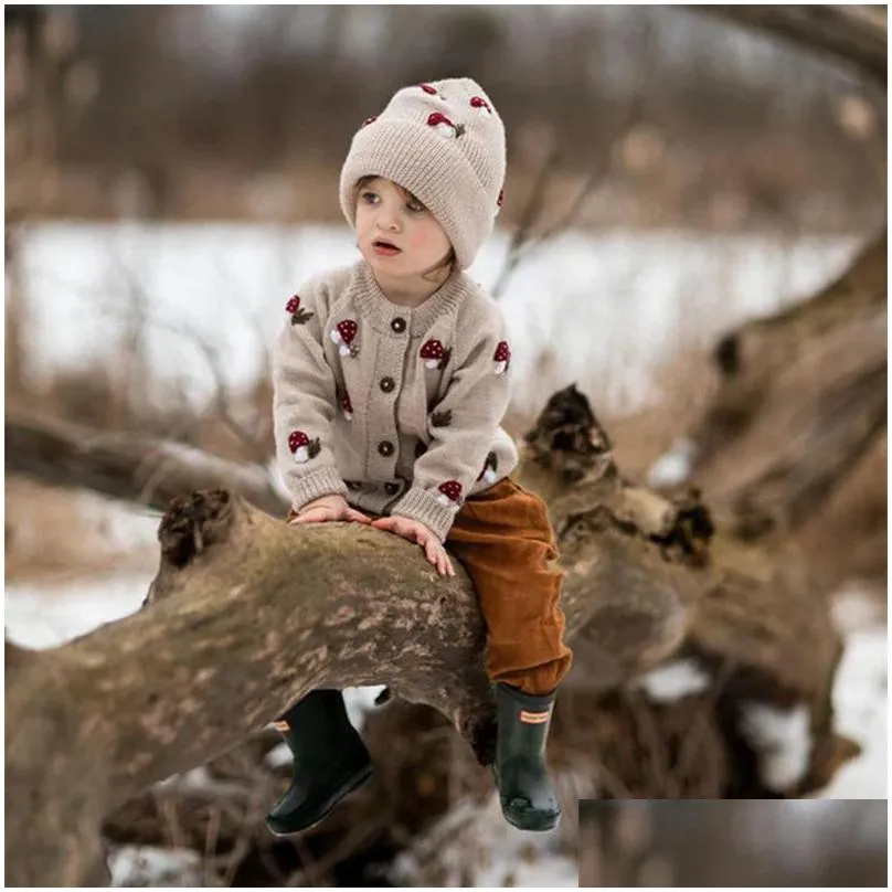 pullover kids sweaters winter autumn mushroom toddler girl boy coat retro brand baby child knitted cardigan outwear 221102