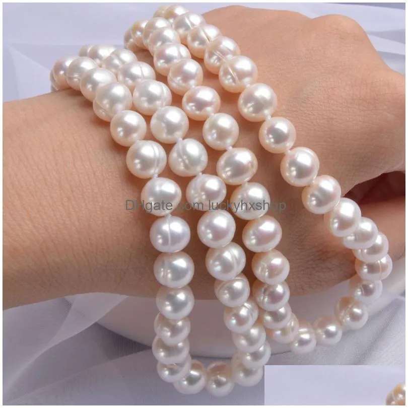 ashiqi natural freshwater pearl necklace near round jewelry for women wedding gifts the year trend 220819