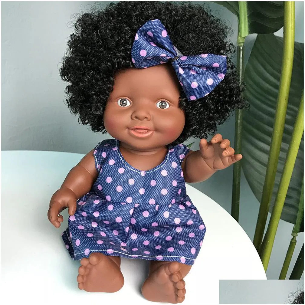 african movable joint christmas best gift for baby black toy mini cute explosive hairstyle doll children girls c0924