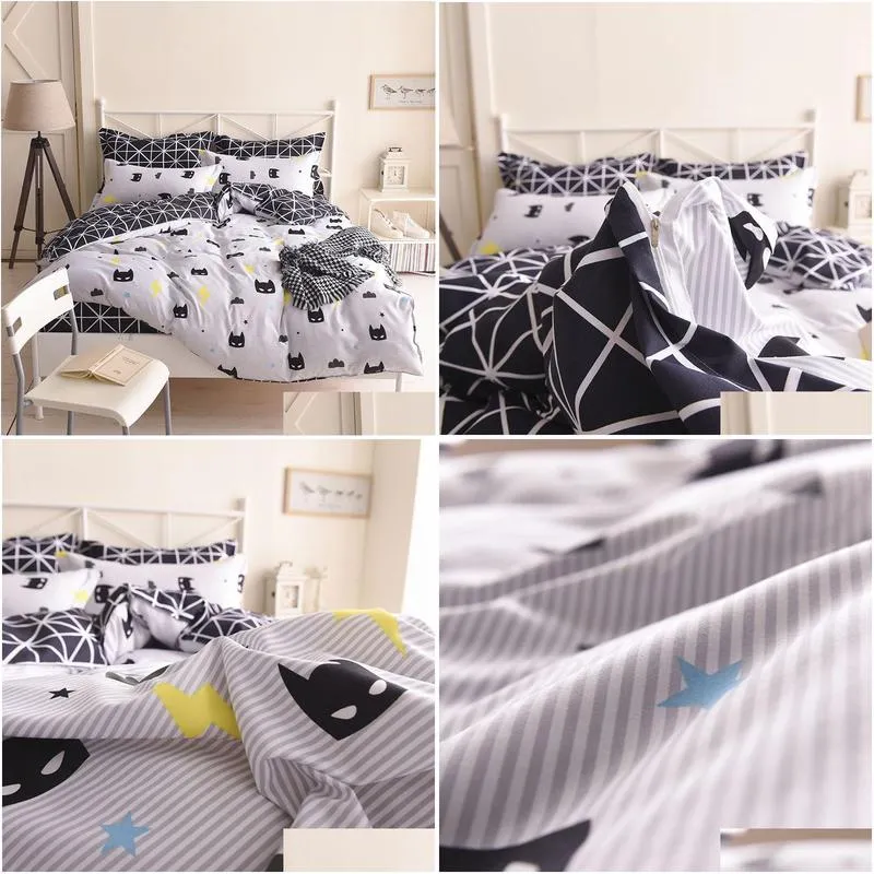 batman bedding set black color cartoon duvet cover sheet bed cover single full queen king size beddings for kids c1018