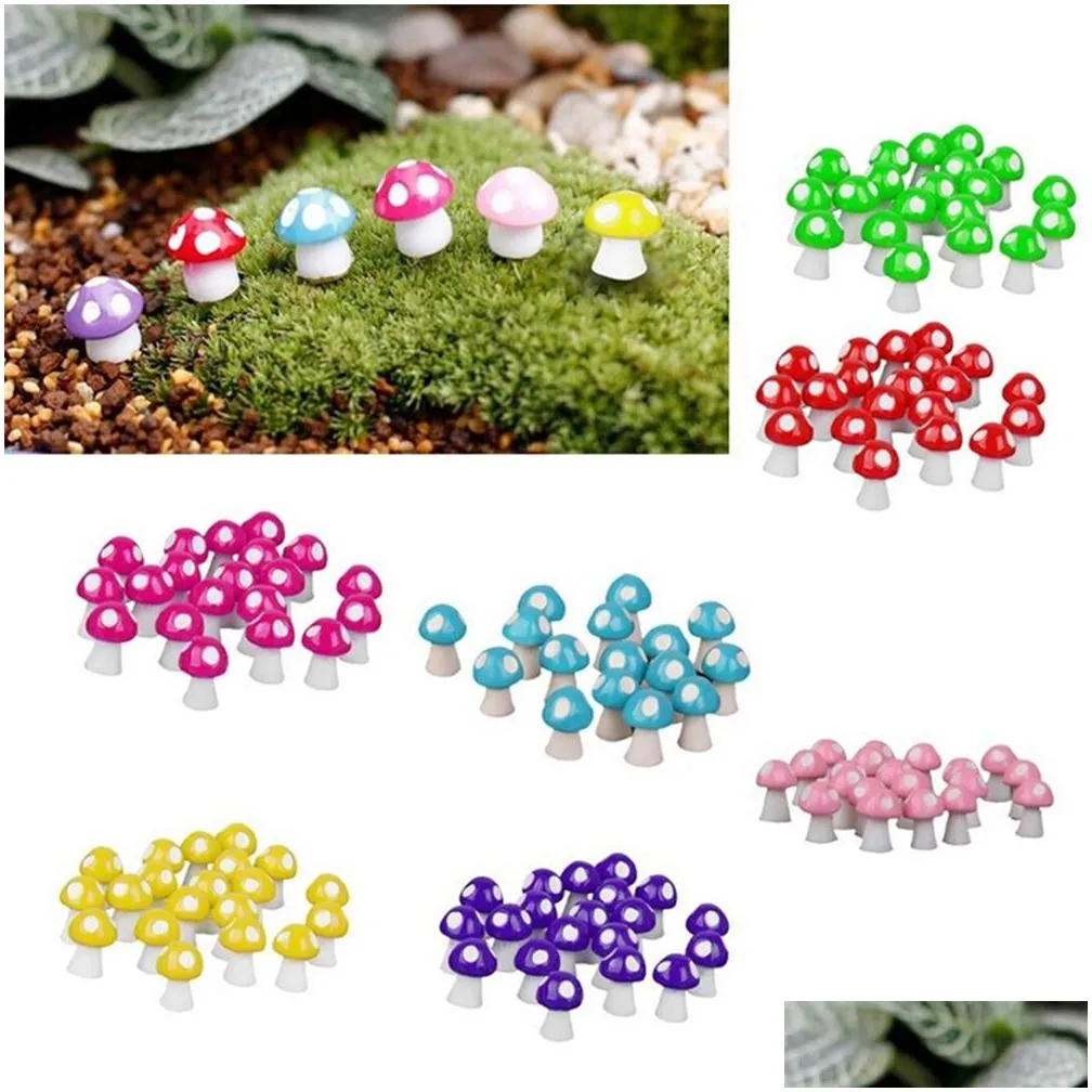 wholesale- 10pcs mushrooms terrarium figurines fairy garden miniatures party garden mini mushroom garden ornament resin crafts