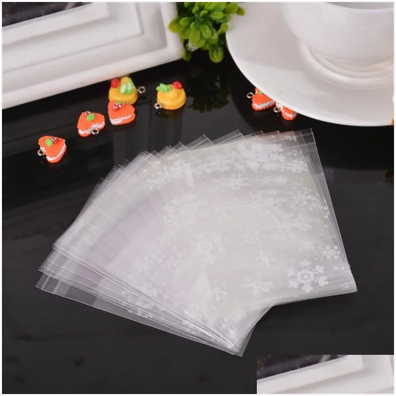 wholesale Snowflake Food Cookie Packaging Bags Self-adhesive Plastic Bags Gift Bag Wedding Favor Christmas Decoration 2 Size 10x10cm 7x7cm