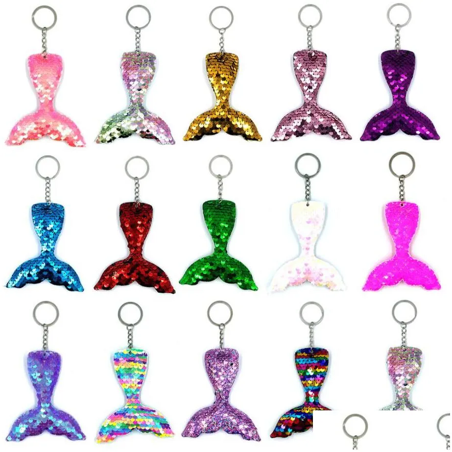 sequined little mermaid keychain for mermaid decoration wallet key ring decoration car bag diy accessories supplies