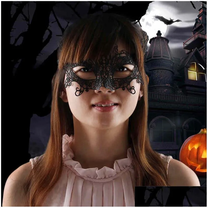 party Lace Halloween Masks Lovely Party Venetian Masquerade Decorations Half Face Lily Woman Lady Sexy Mardi Gras Masks For Christmas Gift