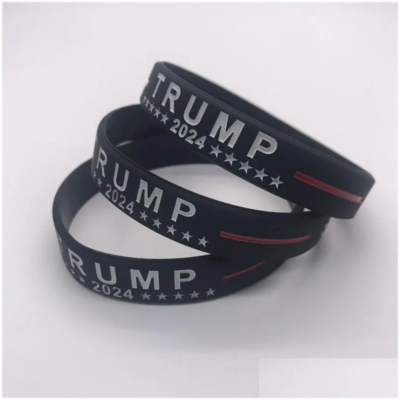 trump 2024 silicone bracelet black blue wristband party favor