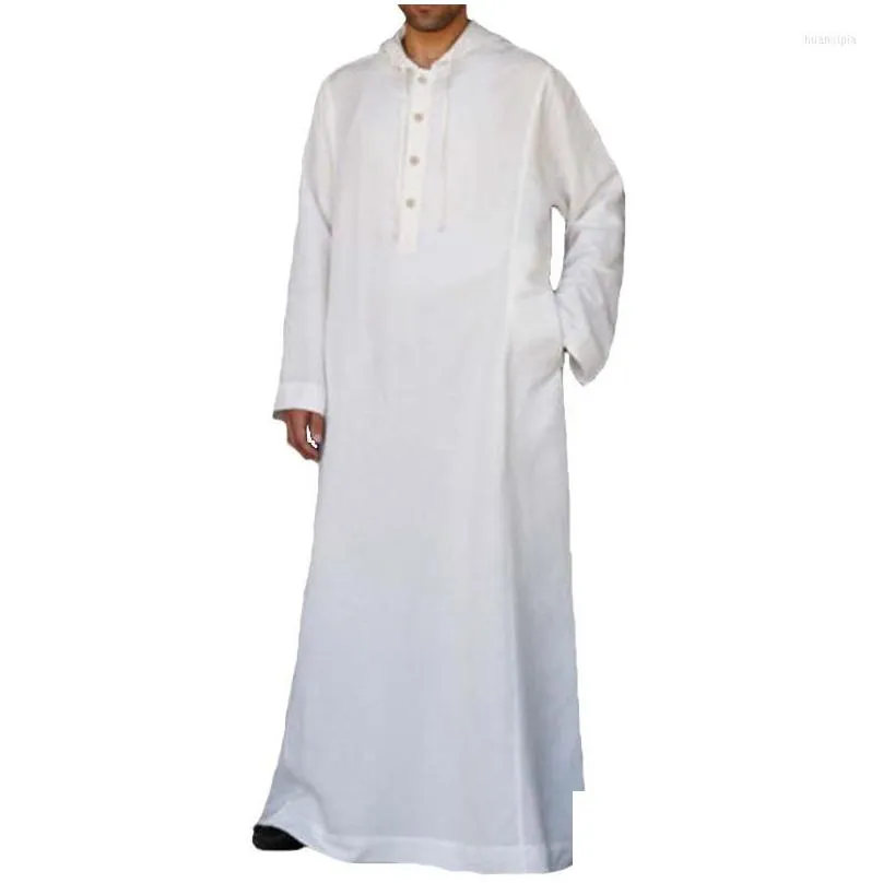 mens hoodies fashion muslim robe dressing mens saudi arab dubai long sleeve pure color thobe arabic islamic man clothing