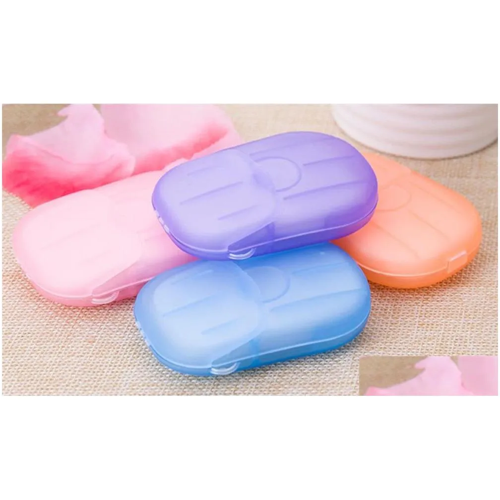 20PCS/box Disposable Anti dust Mini Travel Soap Paper Washing Hand Bath Cleaning Portable Boxed Foaming Soap Paper Scented Sheets KD1