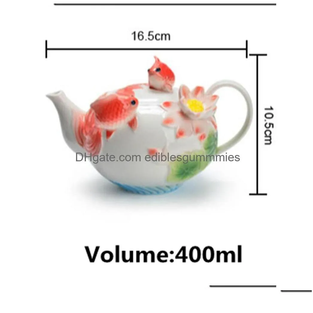 other drinkware ceramic fish teapot with handle jingdezhen enamel porcelain restaurant drop delivery home garden kitchen dining bar