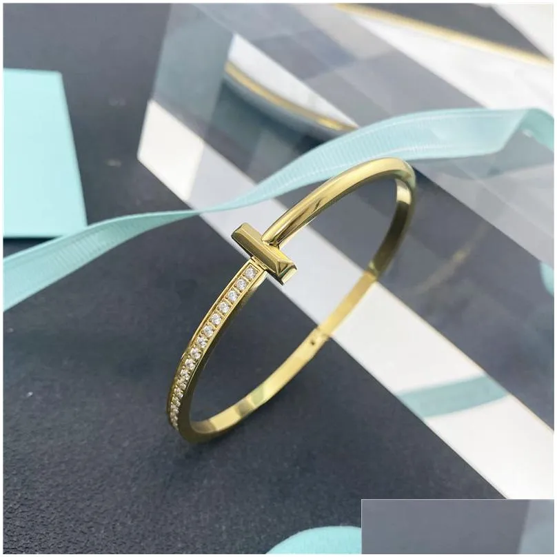 bracelet designer luxury charm bangle letter t bracelets jewelry for women bangle fashion accessories titanium steel alloy gold-plated never fade not
