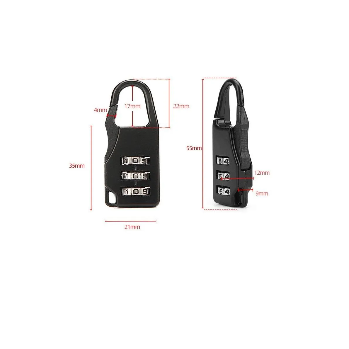 3 mini dial digit lock number code password combination padlock security travel safe lock dh8888