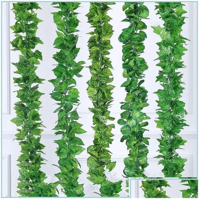 decorative flowers wreaths flowers leaves 2m artificial green grape leaf other boston ivy vines decorated fake flower cane wholesa