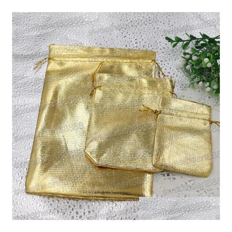 Gold Plated Gauze Satin Jewelry Bags Christmas Gift Pouches Bag 6x9cm 7X9cm 9x12cm 13x18cm New 4sizes Fashion