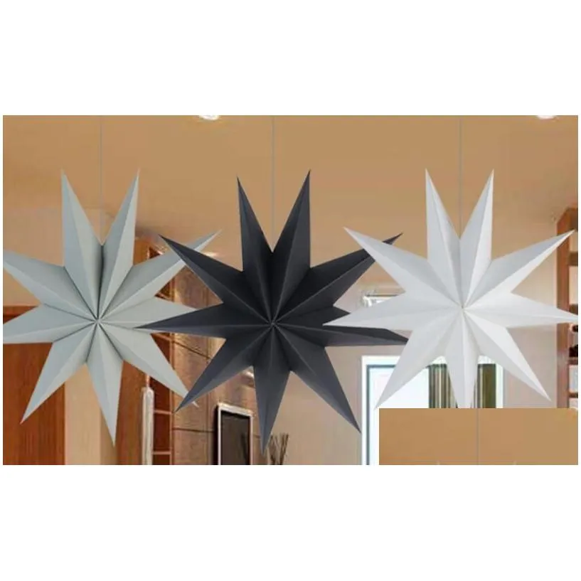 30cm ,45 cm 60 cm Nine Angles Paper Star Home Decoration Tissue Paper Star Lantern Hanging Stars For Christmas Party Decoration KD1