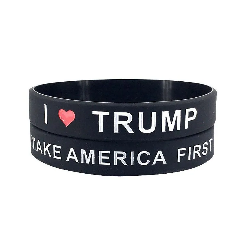 trump 2024 silicone bracelet black blue wristband party favor