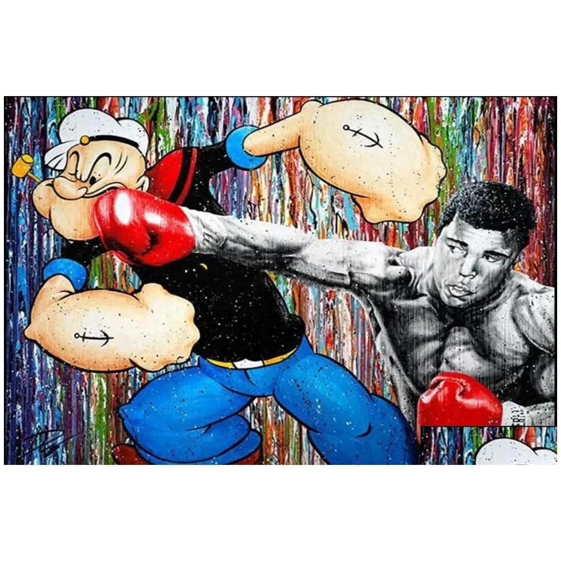 paintings modern graffiti art boxing match decoration hd quality garten kids children room picture poster canvas painting drop deliv