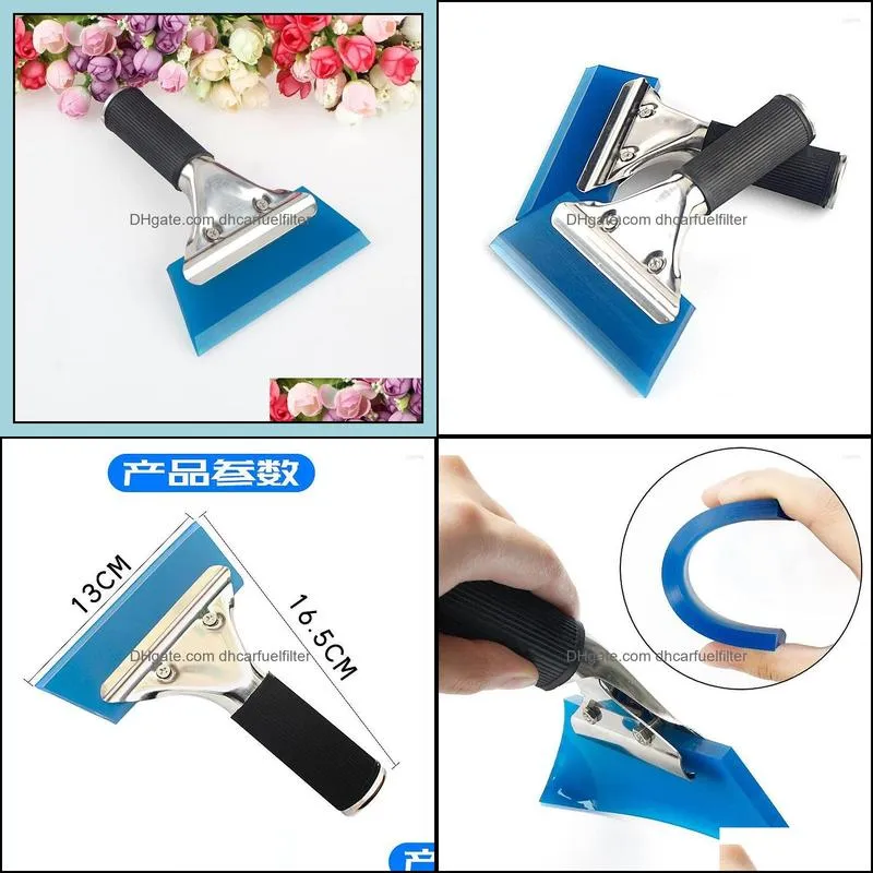 Car Sponge Snow Scraper Filming Tool Stainless Handle Soft Tendon Glass Film Squeezing Water Cleaning Wiper Accessories