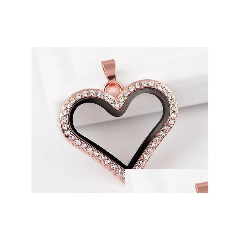 NEW 10PCSlot 4Colors Magnetic Heart Shape Glass Floating Locket Pendant For Necklace Chain Making5568849