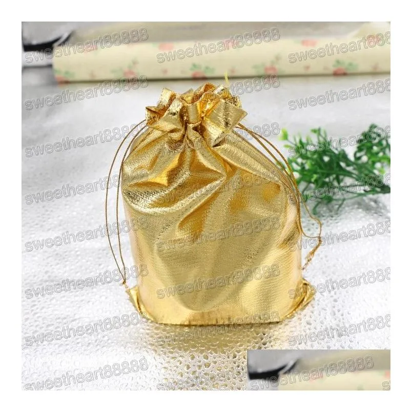 Gold Plated Gauze Satin Jewelry Bags Christmas Gift Pouches Bag 6x9cm 7X9cm 9x12cm 13x18cm New 4sizes Fashion