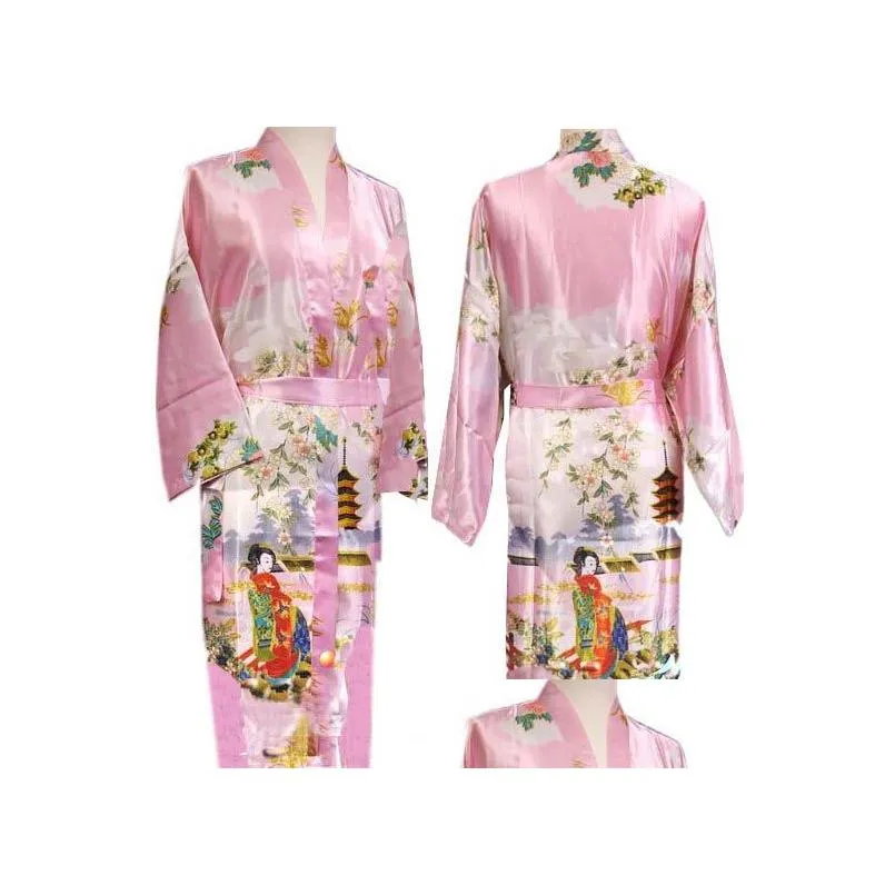 womens royan silk robe ladies satin pajama lingerie sleepwear kimono bath gown pjs nightgown3670