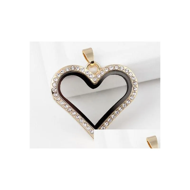 NEW 10PCSlot 4Colors Magnetic Heart Shape Glass Floating Locket Pendant For Necklace Chain Making5568849