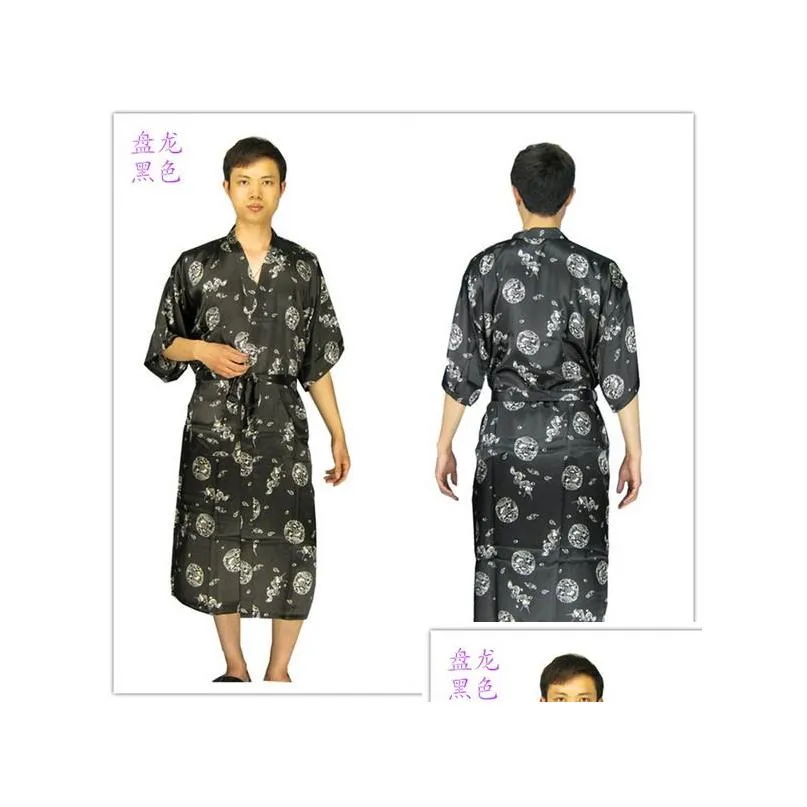  arrival mens rayon silk robe pajama lingerie nightdress kimono gown pjs sleepwear chinese traditional dprint 6 color3799