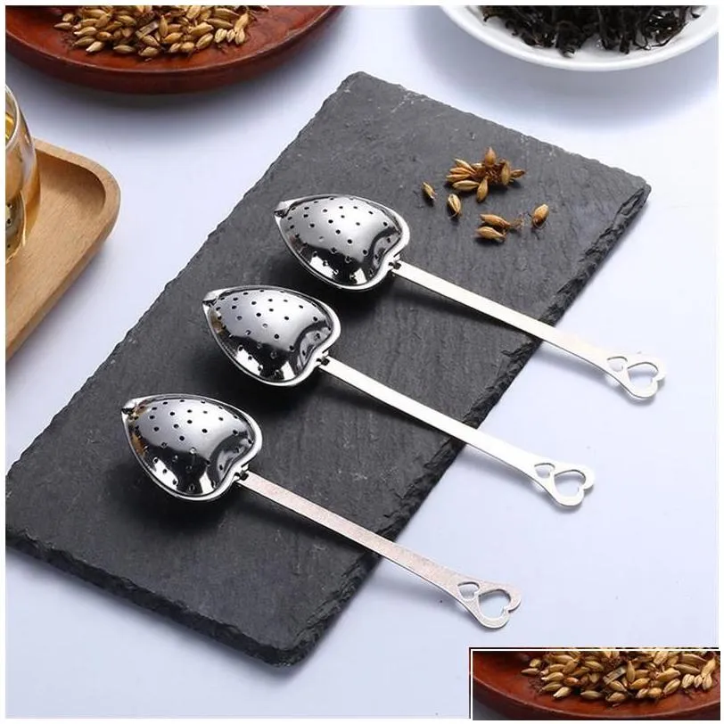 coffee tea tools heart shaped infuser mesh ball stainless steel loose herbal spice locking filter strainer diffuser drop delivery