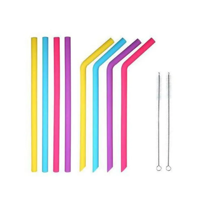 silicone straws 24 styles food grade fold drinks recycling silicone cocktail straws candy color straw party supplies straight curve straw