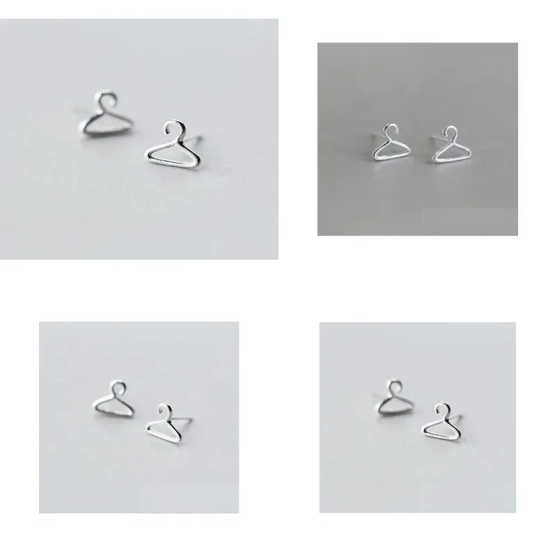 stylish small hangers ear stud silver alloy personalized girls birthday gifts punk jewelry coat hanger studs earrings7039191