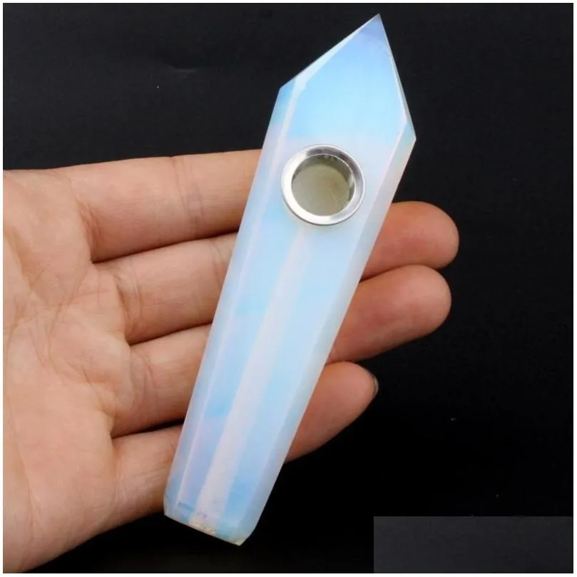 handmade smoking pipes portable pretty color crystal stone filter handpipe tube innovative design dry herb tobacco holder rh3017